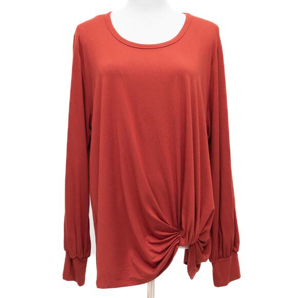 Karen Kane Rust Long Sleeve Plus Size Side Pick Up Top Size 3X - Picture 1 of 12